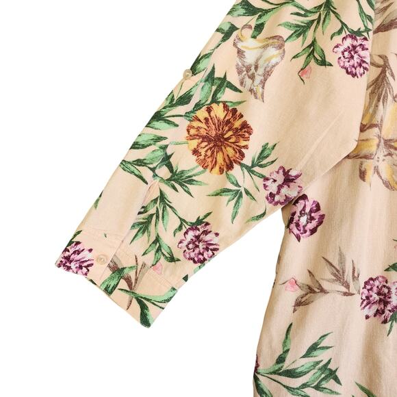 Cynthia Rowley Womens Floral Linen Blend Popover Top Plus Size 2X Paradise Boho - Picture 7 of 10